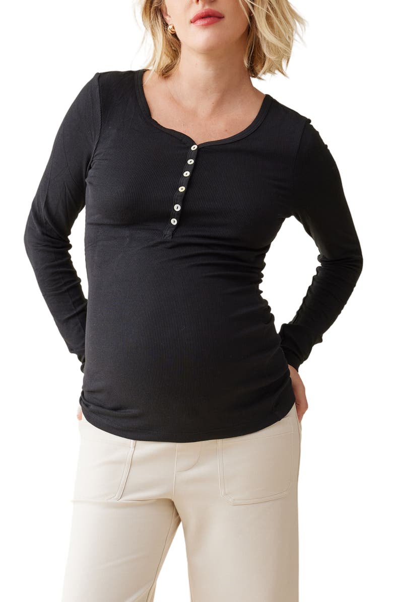 Ingrid & Isabel<sup>®</sup> Ribbed Maternity/Nursing Henley Tee, Main, color,