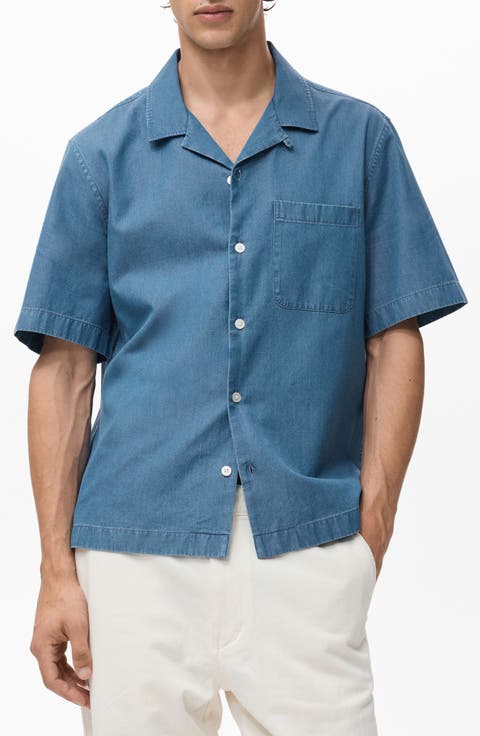 Cotton Denim Camp Shirt