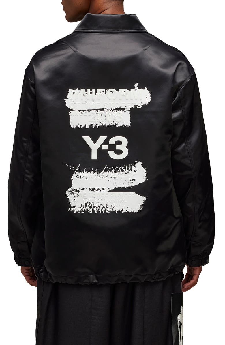 Y-3 Logo Detail Satin Coach Jacket, Alternate, color, 