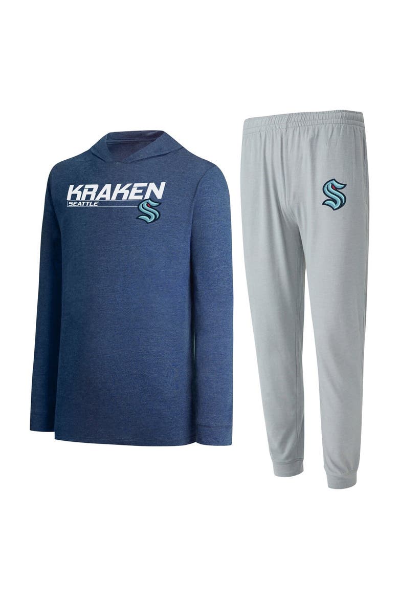 Men's Concepts Sport Gray/Deep Sea Blue Seattle Kraken Meter Pullover Hoodie & Jogger Pants Set, Main, color, Gray