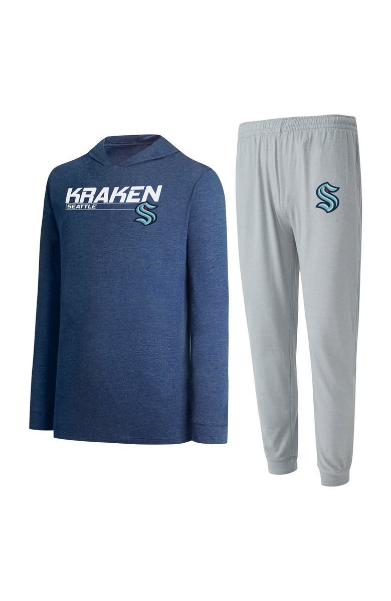 CONCEPTS SPORT Men's Concepts Sport Gray/Deep Sea Blue Seattle Kraken Meter Pullover Hoodie & Jogger Pants Set, Main, color, Gray