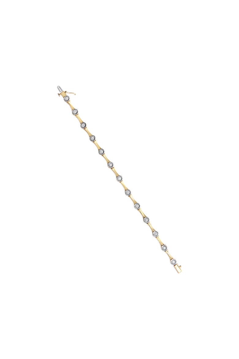 10K Yellow Gold Plated Silver 1.0 Cttw Diamond Bezel Style Station Link Bracelet, Alternate, color, Yellow