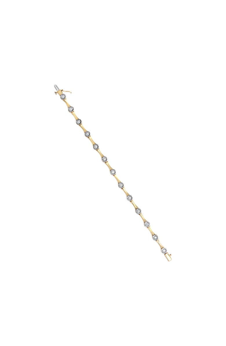 Haus of Brilliance 10K Yellow Gold Plated Silver 1.0 Cttw Diamond Bezel Style Station Link Bracelet, Alternate, color, Yellow