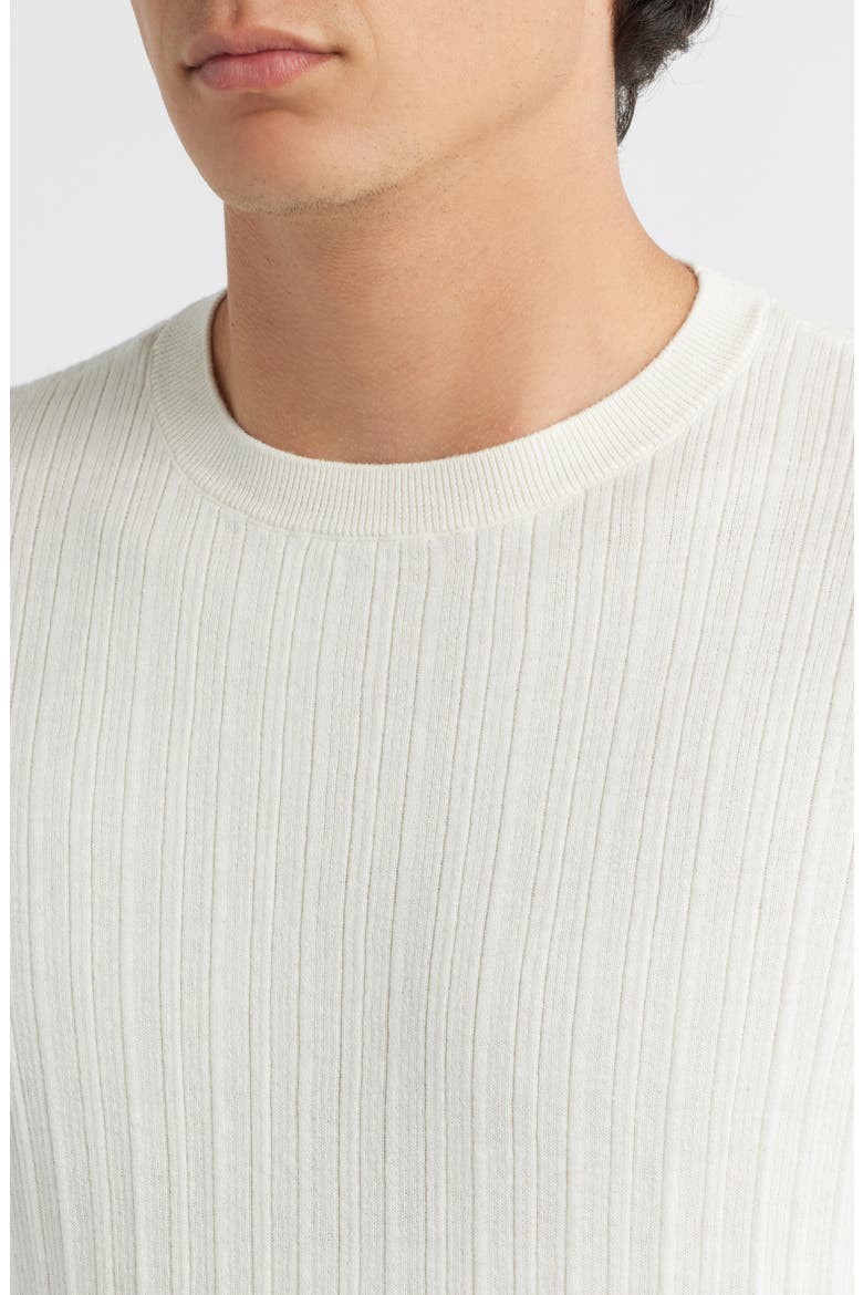 Short Sleeve Cotton & Cashmere Rib Sweater, Alternate, color, SOLID WHITE