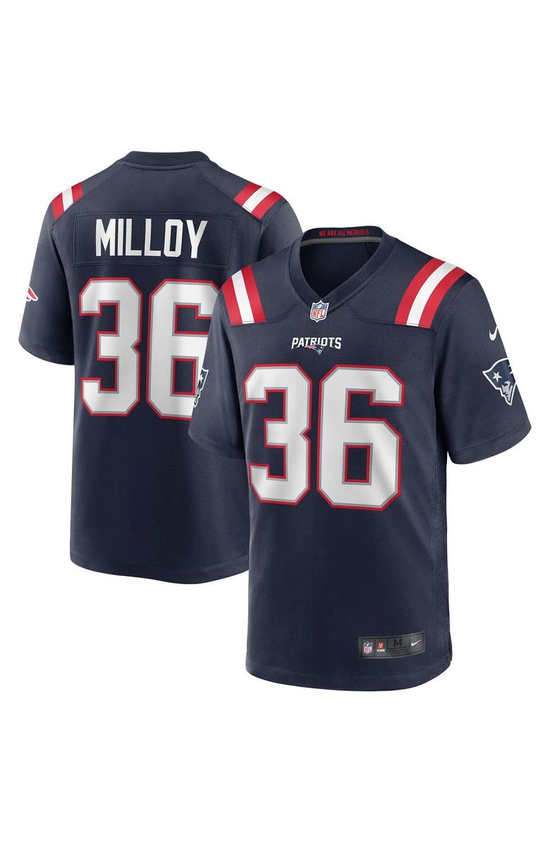 Nike Men's Nike Lawyer Milloy Navy New England Patriots Game Retired Player Jersey, Main, color, 