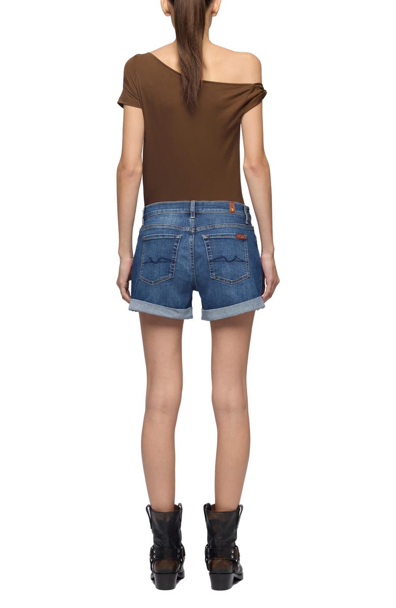 7 For All Mankind Midroll Stretch Denim Shorts, Alternate, color, Vanity