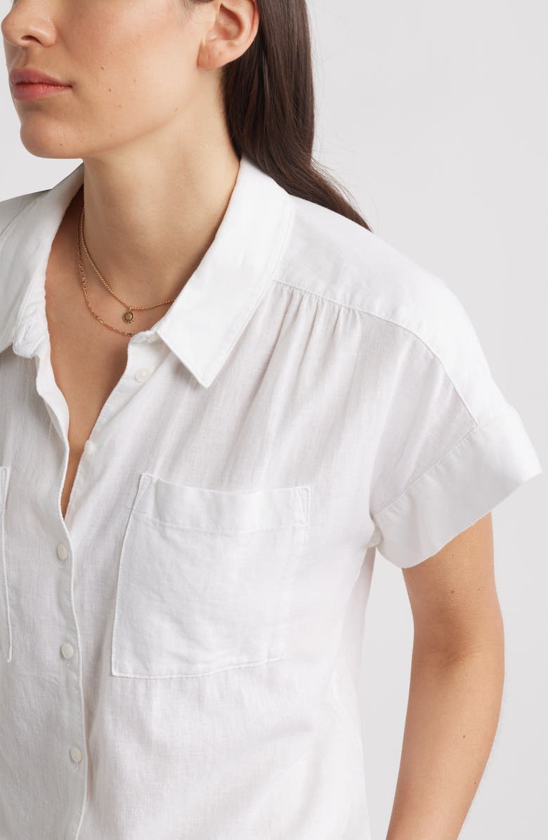 Caslon<sup>®</sup> Linen Blend Short Sleeve Button-Up Shirt, Alternate, color,