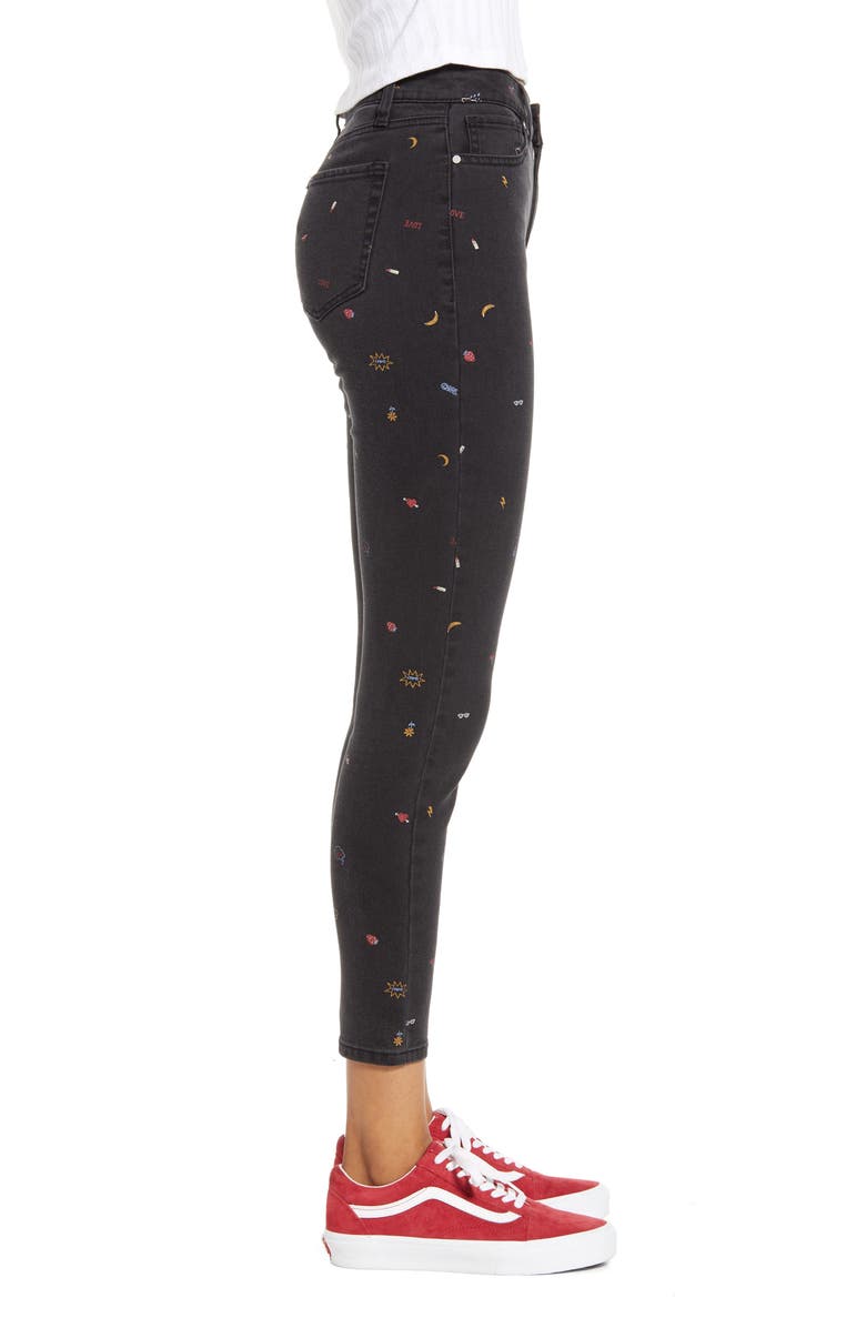 Tinsel Print Skinny Jeans, Alternate, color,