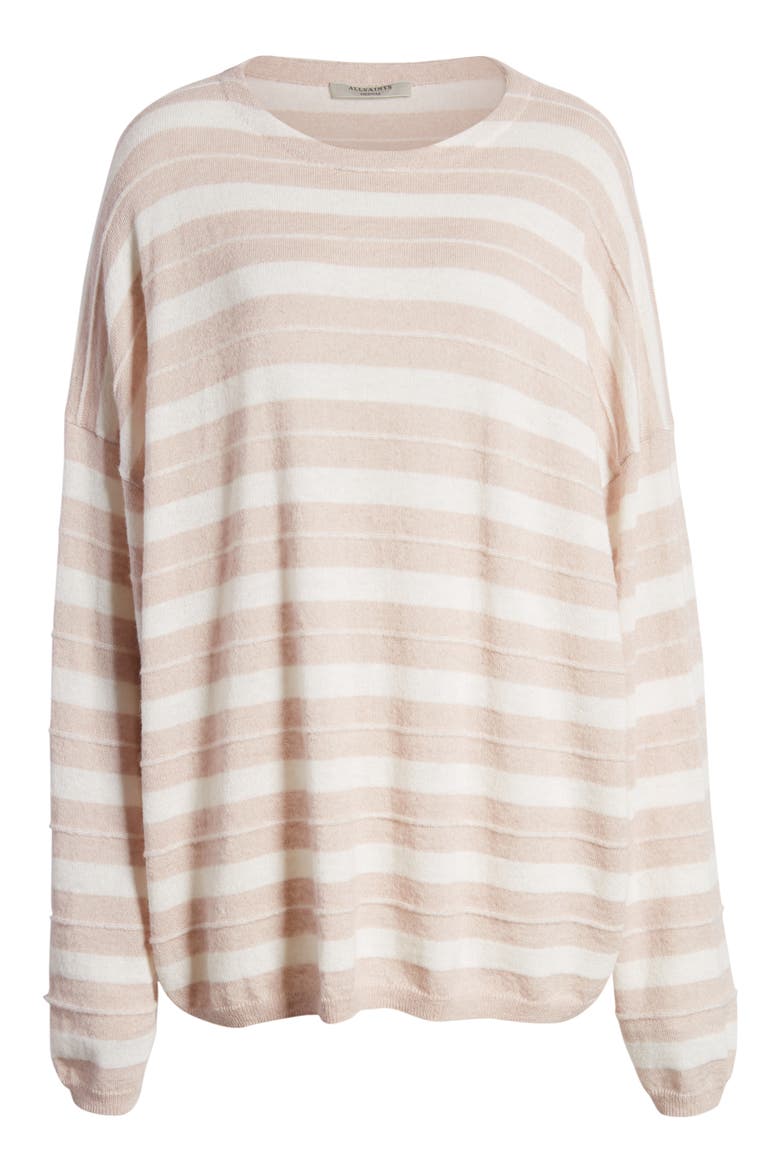 Cassia Stripe Boat Neck Sweater, Alternate, color, BABY PINK/ CHALK WHITE