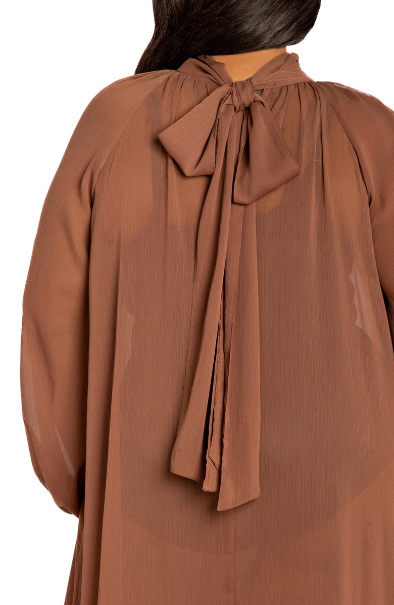 BUXOM COUTURE Tiered Tie Neck Ruffle Gown, Alternate, color, Brown