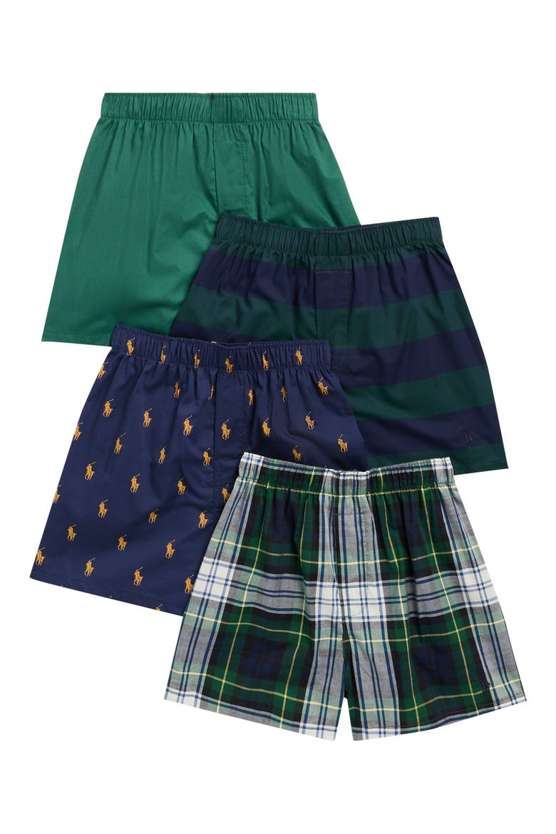 Kids' 4-Pack Woven Boxers, Main, color, NEW FOREST