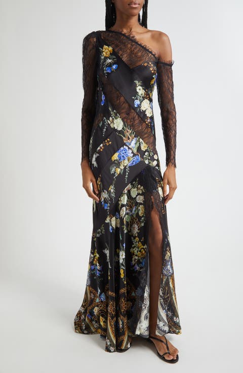 Ottoman Elegance Splice Long Sleeve Maxi Dress