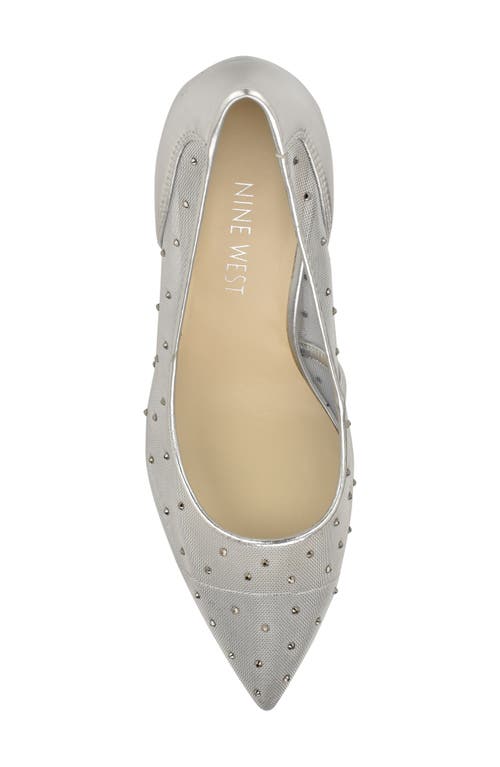 Nine West Exxtra Pointed Toe Pump In Silver Mesh