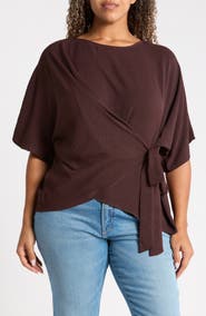 Renee C Side Tie Short Sleeve Top