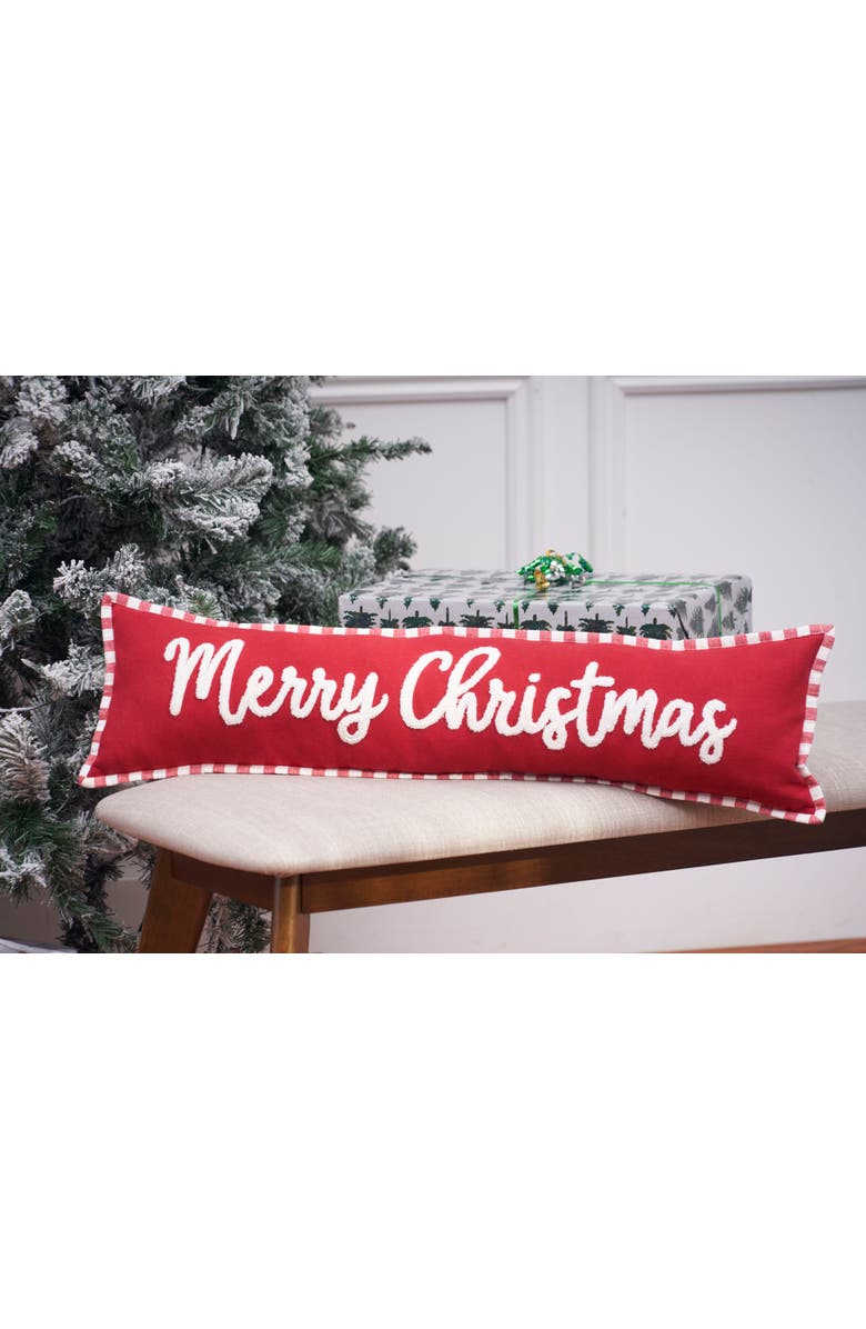 C&F Home "Merry Christmas" Embellished Cotton Blend Long Accent Pillow 8" x 30", Alternate, color,