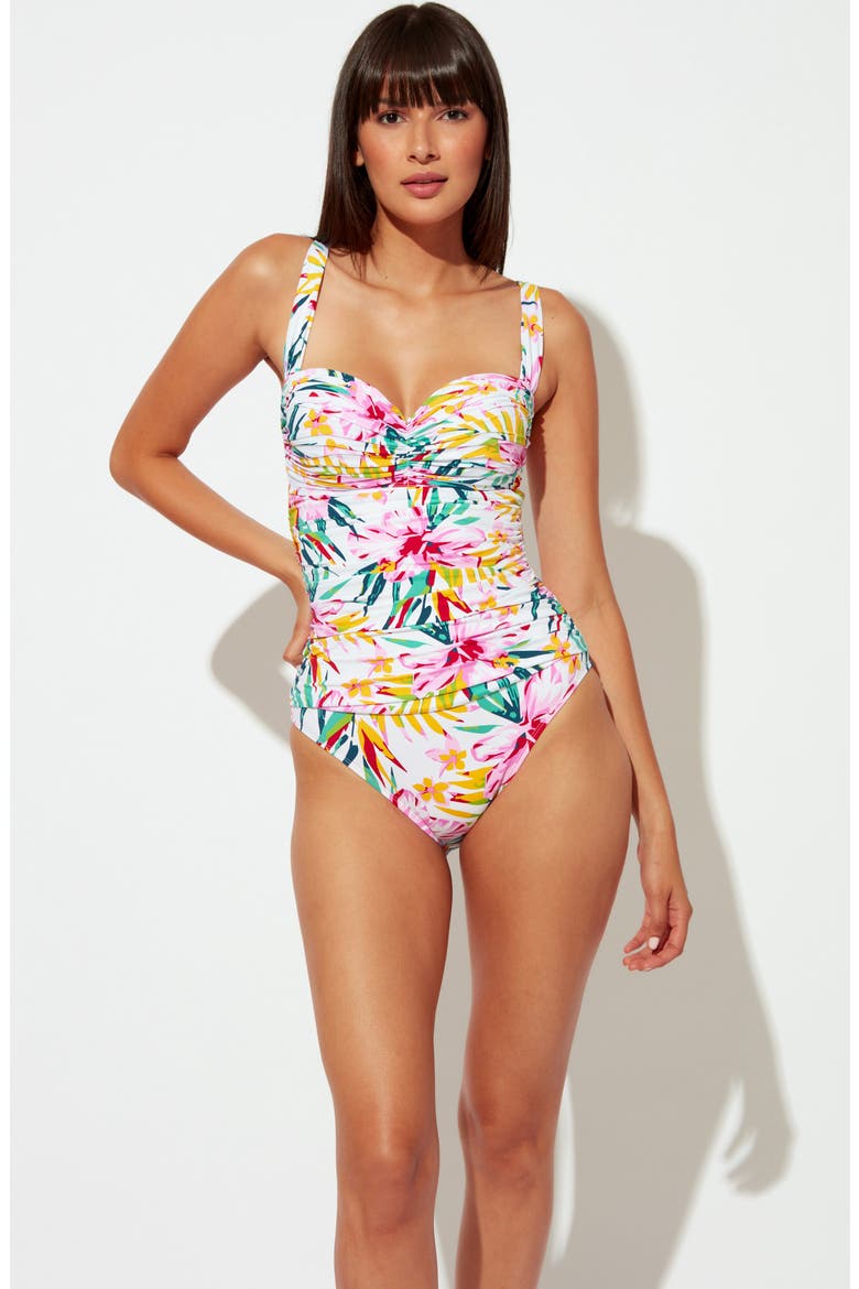 Beachy Keen Shirred One-Piece Swimsuit, Alternate, color, MULTI COLORED