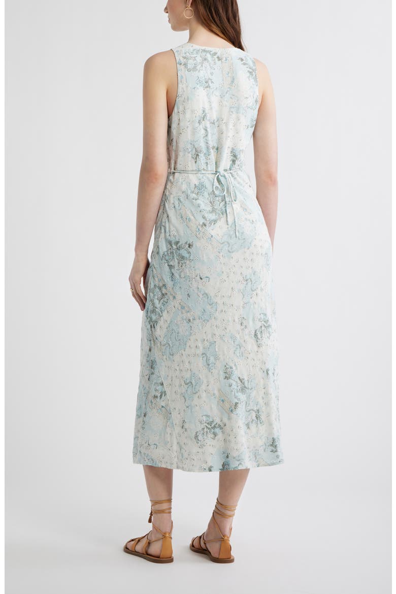 Embroidered Bias Cut Midi Dress, Alternate, color, BLUE WALLPAPER COLLAGE