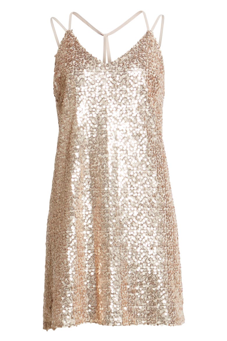 Strappy Sequin Slipdress, Alternate, color, GOLD
