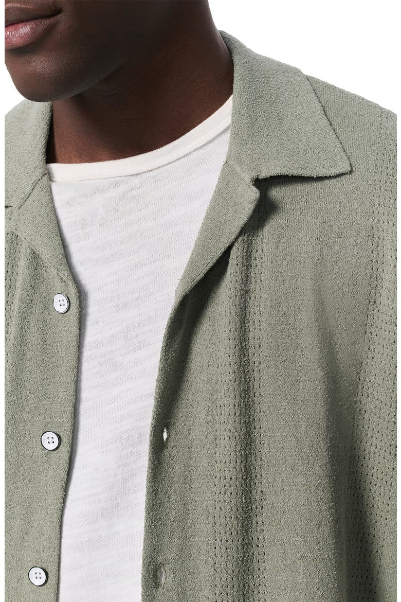 Zuma Pointelle Short Sleeve Knit Camp Shirt, Alternate, color, GREY