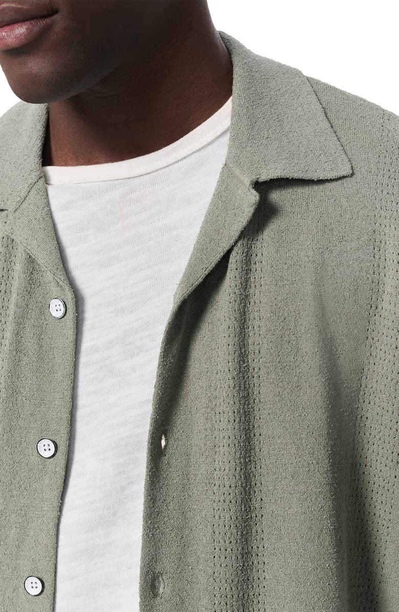 rag & bone Zuma Pointelle Short Sleeve Knit Camp Shirt, Alternate, color, Grey