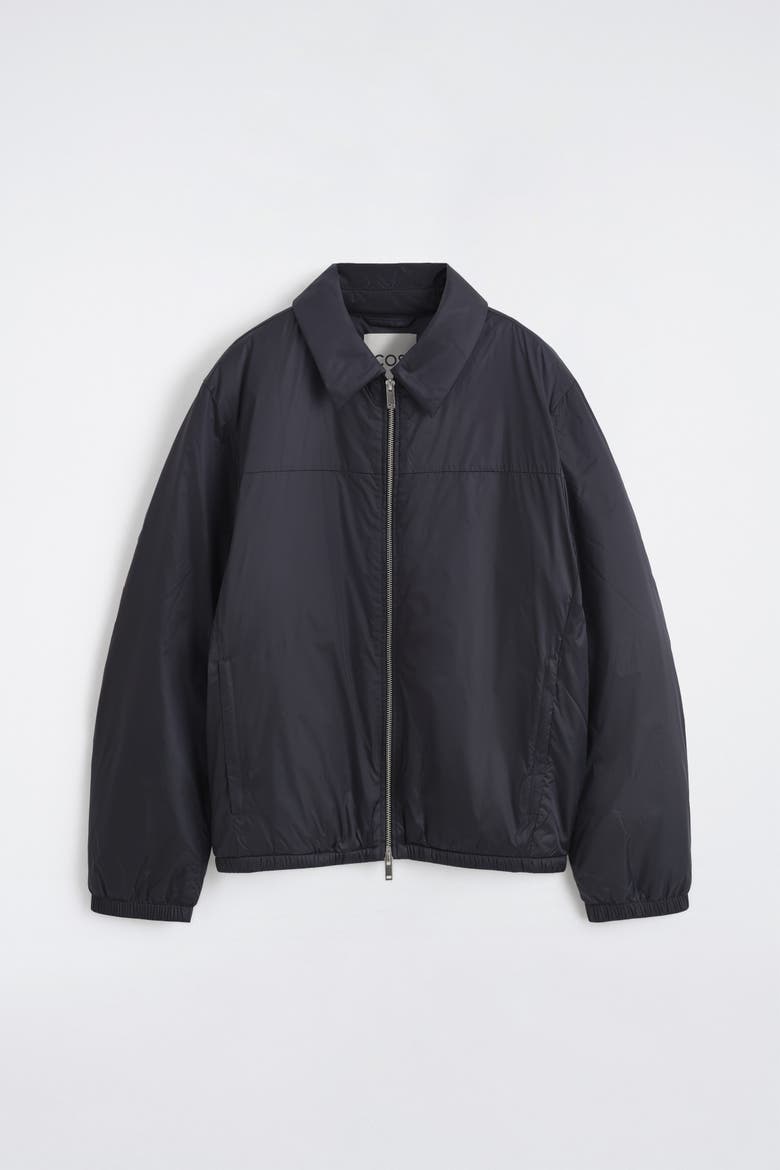 Padded Nylon Zip-Up Bomber Jacket, Alternate, color, NAVY