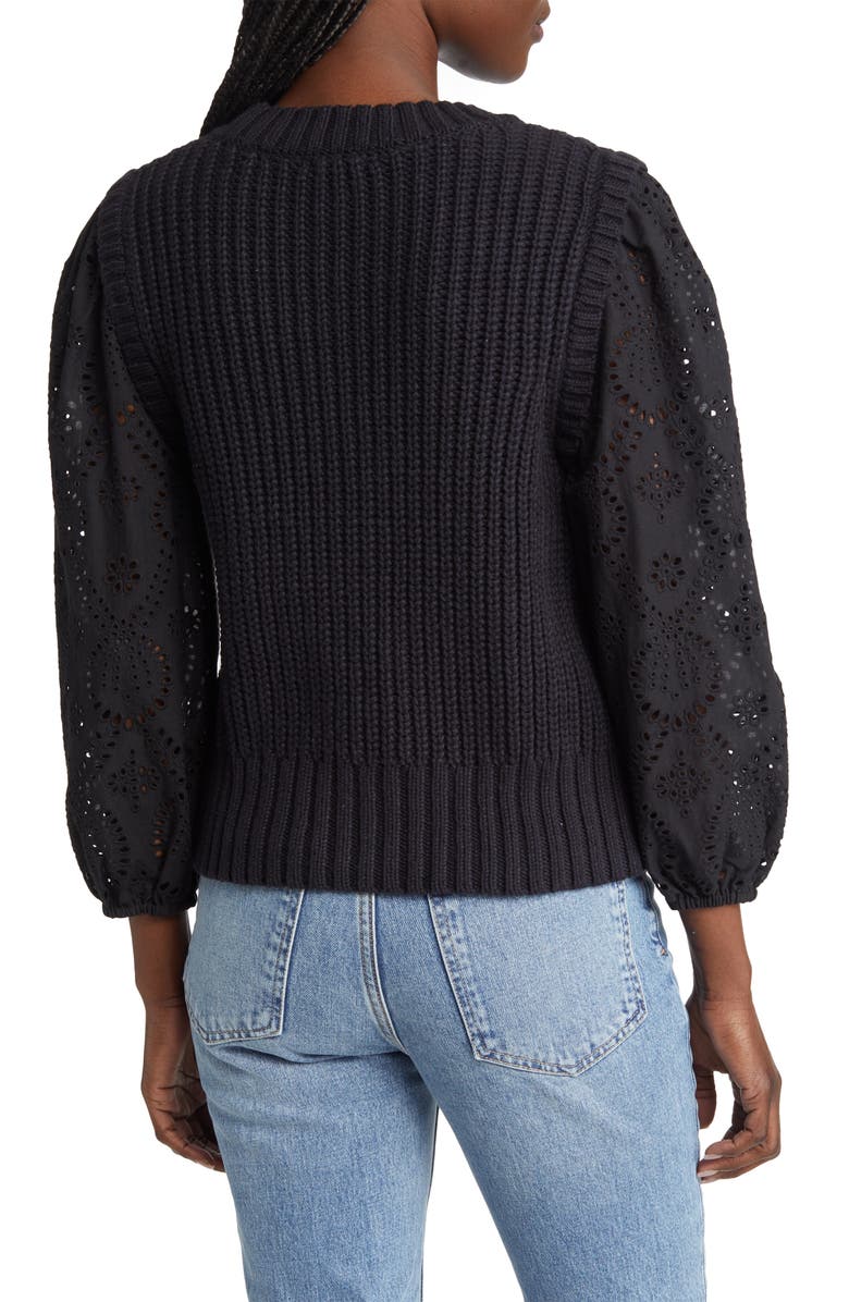 Rails Dhalia Eyelet Sleeve Sweater, Alternate, color,