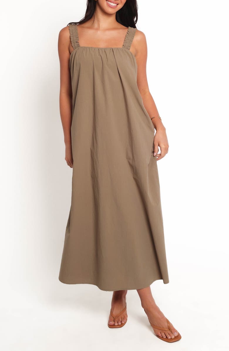 Petal & Pup Alessandra Cotton Maxi Dress, Main, color, Olive