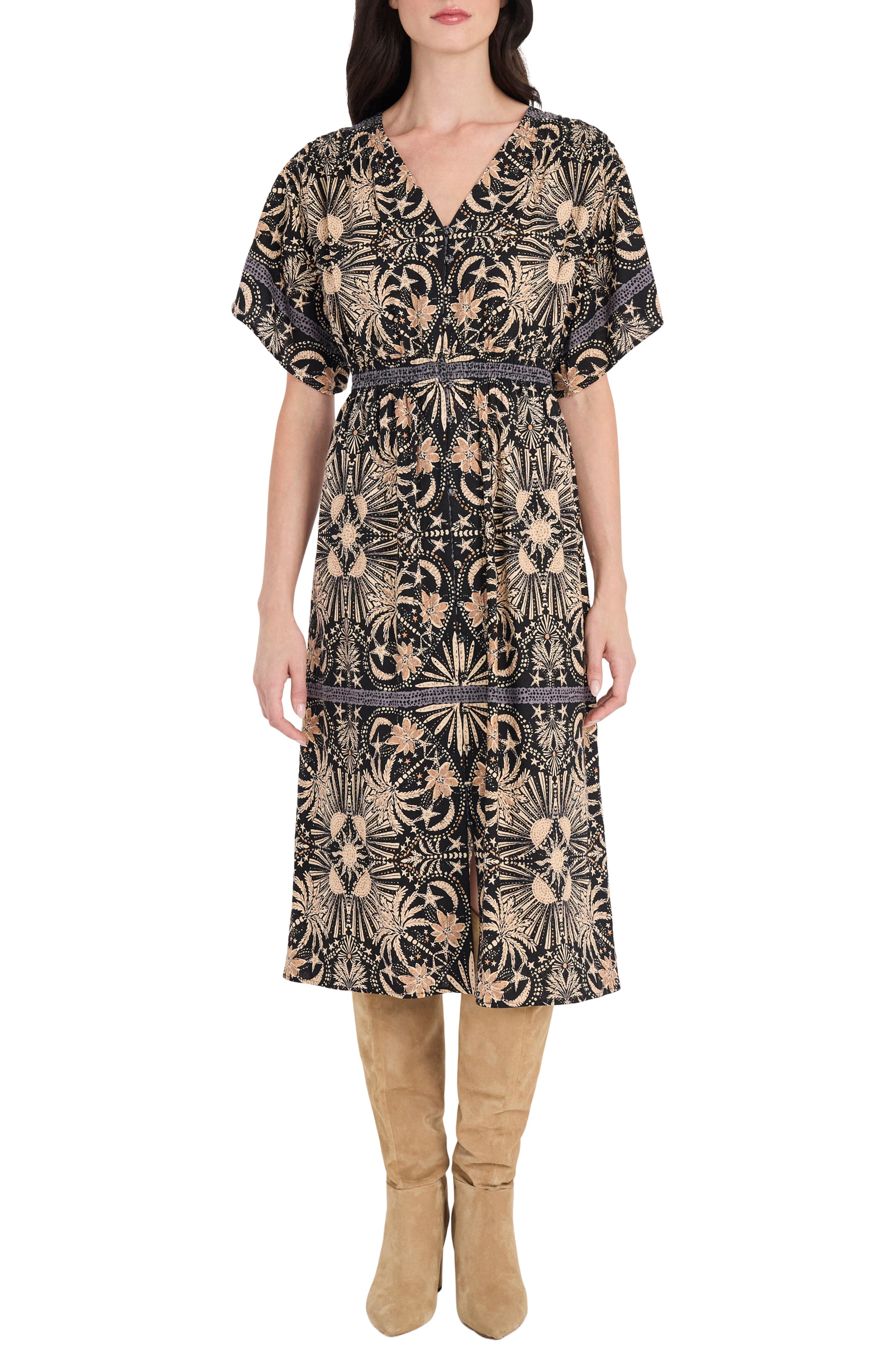 The Good Journey Floral Print Linen Blend Midi Dress