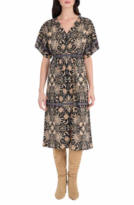 The Good Journey Floral Print Linen Blend Midi Dress