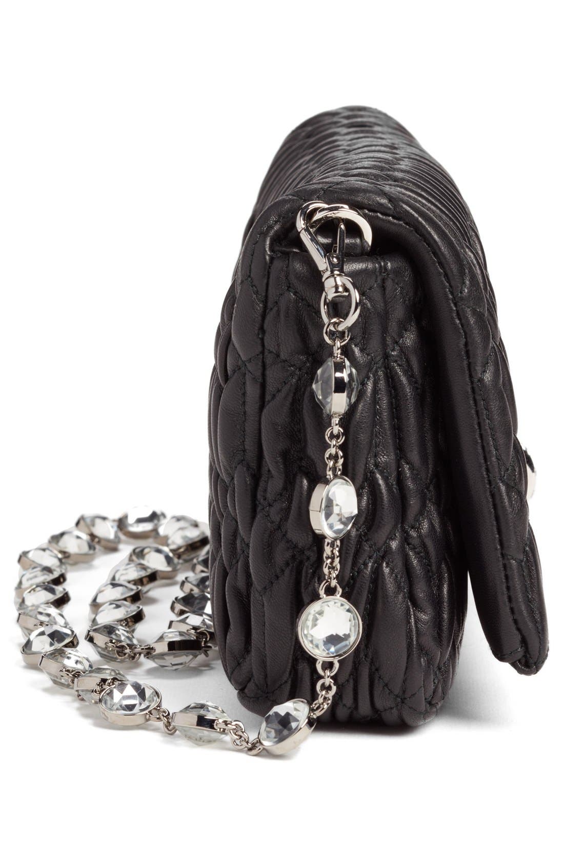 Miu Miu Small Crystal Embellished Nappa Shoulder Bag, Alternate, color, 