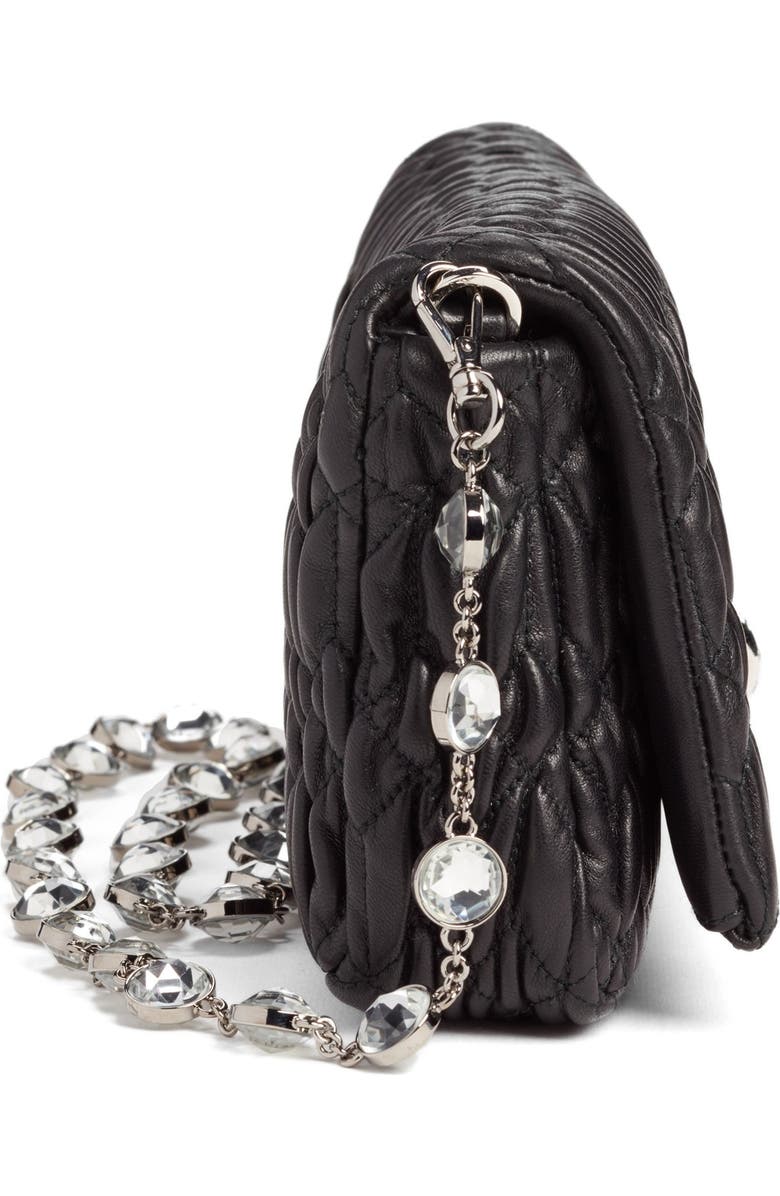 Miu Miu Small Crystal Embellished Nappa Shoulder Bag, Alternate, color,
