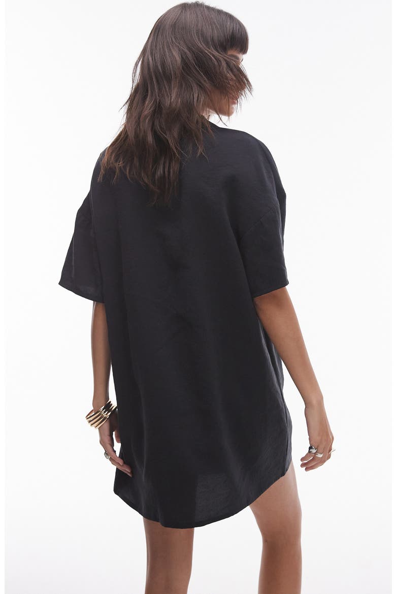 Boxy Mini Shirtdress, Alternate, color, BLACK