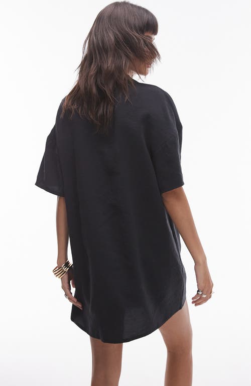 Shop Topshop Boxy Mini Shirtdress In Black