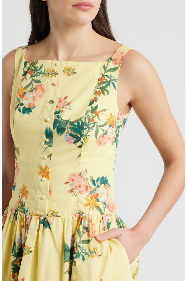 Fit & Flare Poplin Dress, Alternate, color, YELLOW MULTI