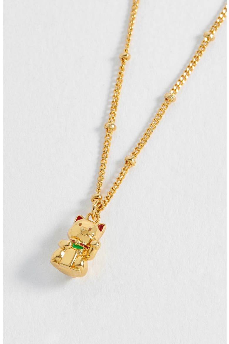 Lucky Cat Pendant Necklace, Alternate, color, GOLD
