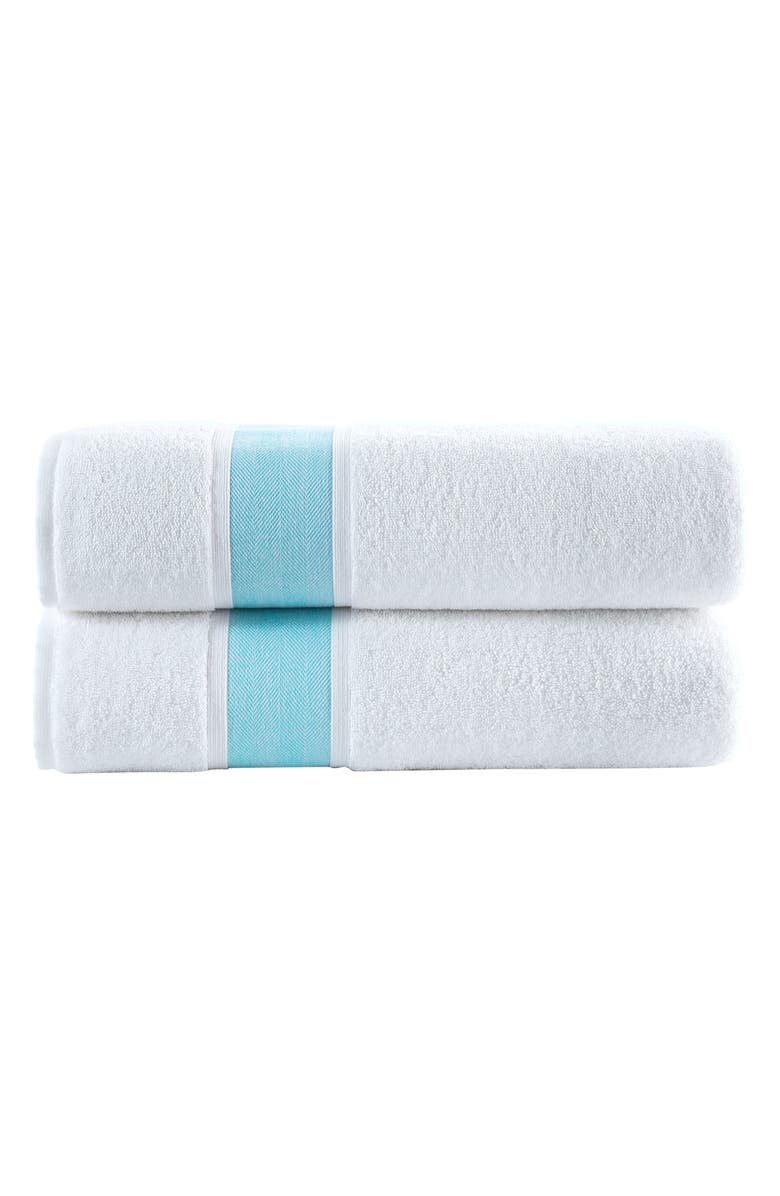 Brooks Brothers Ottoman Rolls 2-Pack Turkish Cotton Hand Towels, Main, color, Sea Glass