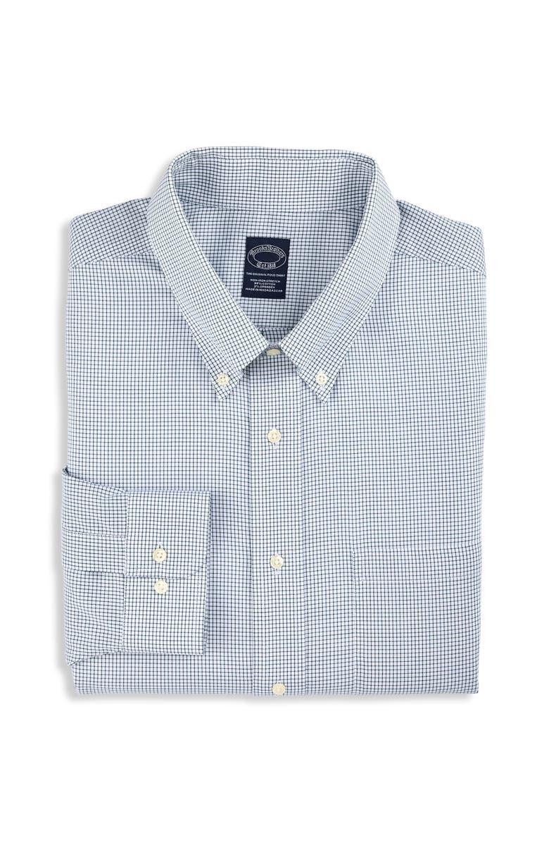Brooks Brothers Big & Tall Non-Iron Micro Check Dress Shirt, Main, color, Green