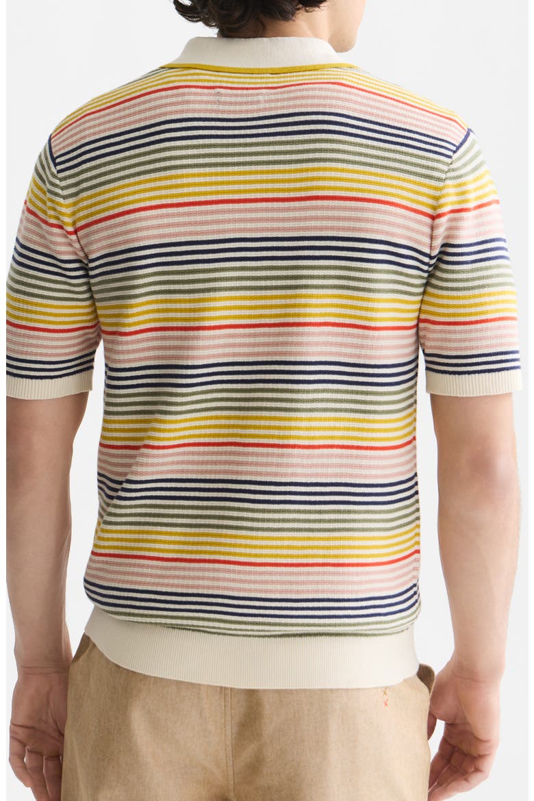 Tonal Stripe Cotton Polo Sweater, Alternate, color, YELLOW MULTI STRIPE