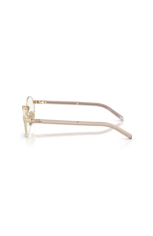 Prada 49mm Oval Optical Glasses In Gold