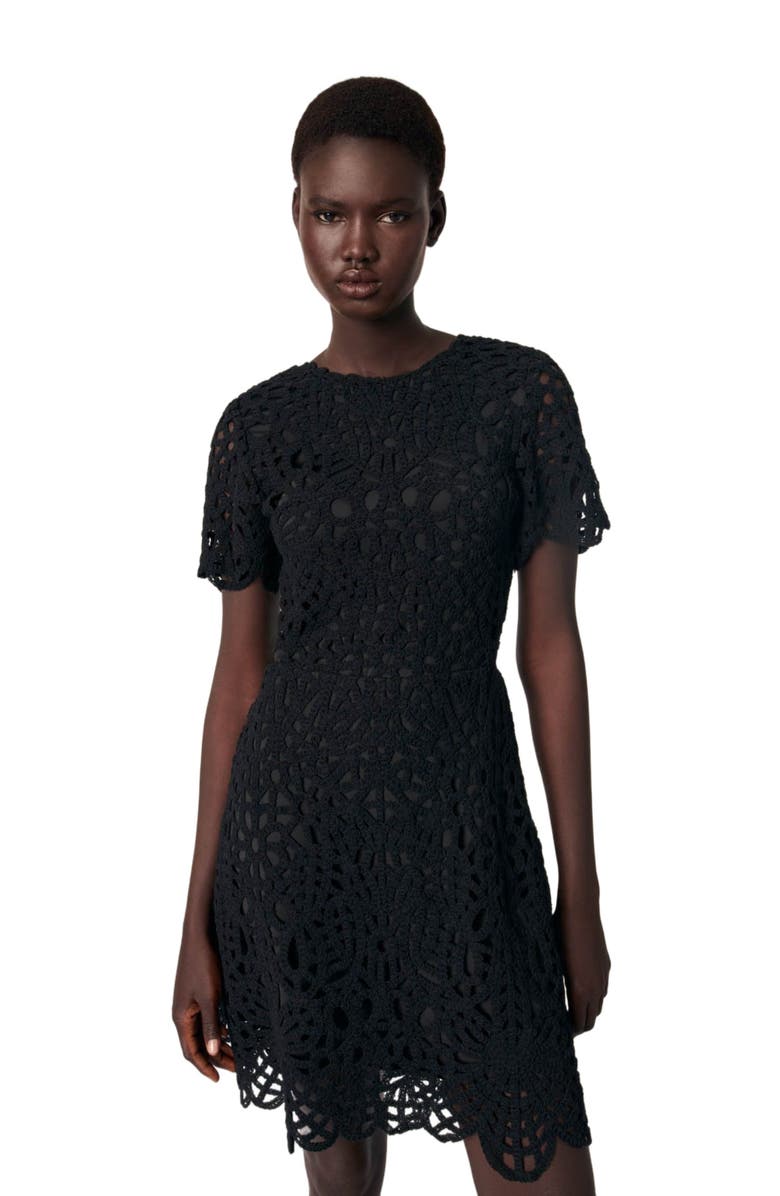 maje Mini crochet dress, Alternate, color, 