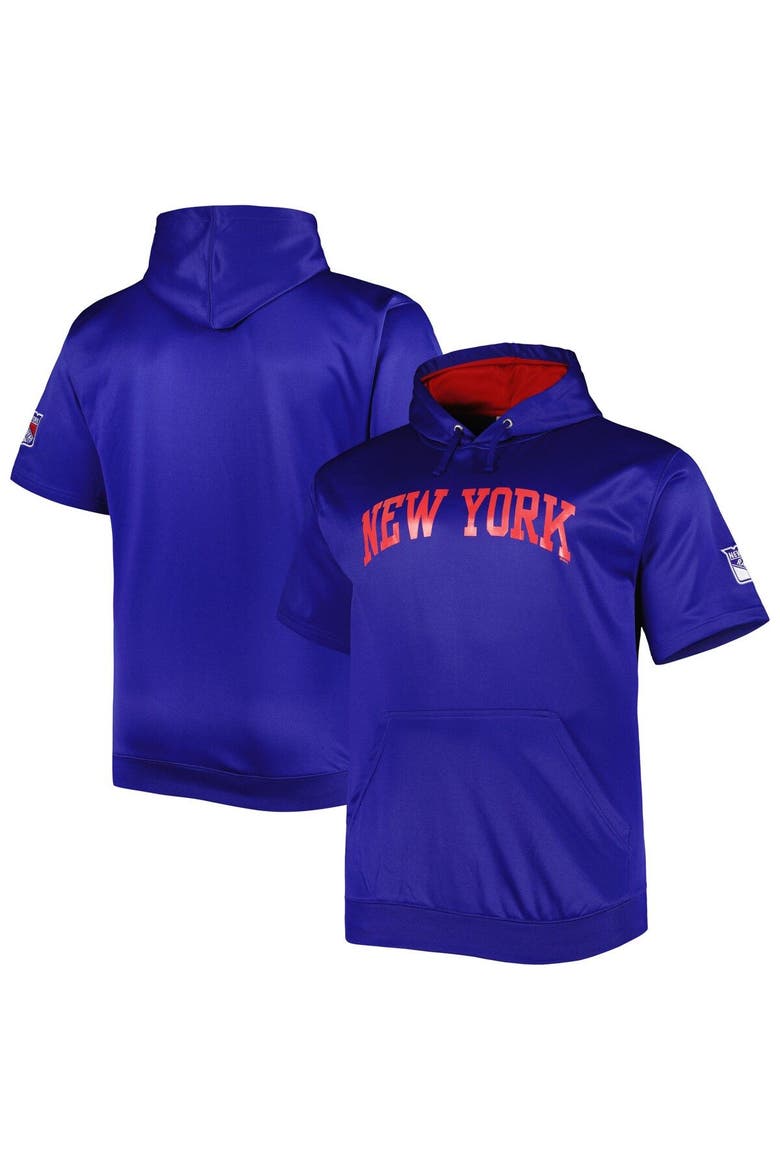 Men's Royal New York Rangers Big & Tall Logo Short Sleeve Hoodie, Main, color, Royal