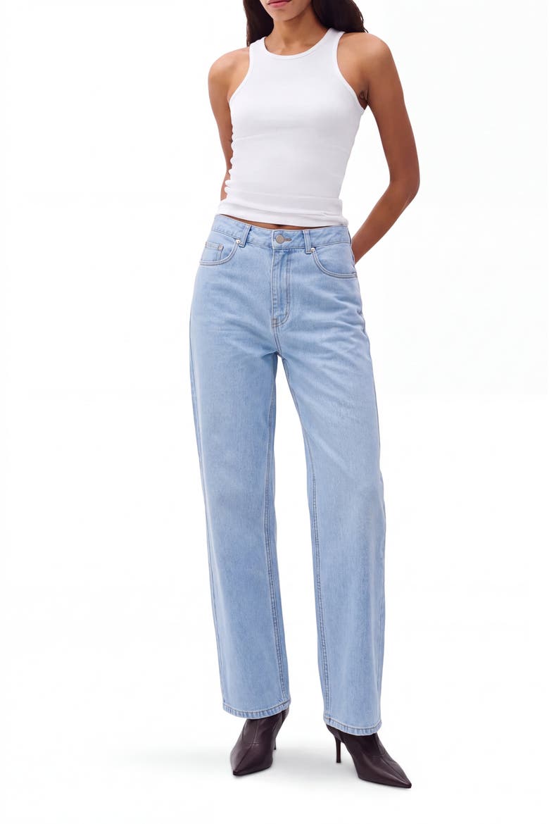 High Waist Relaxed Straight Leg Jeans, Alternate, color, Light Wash