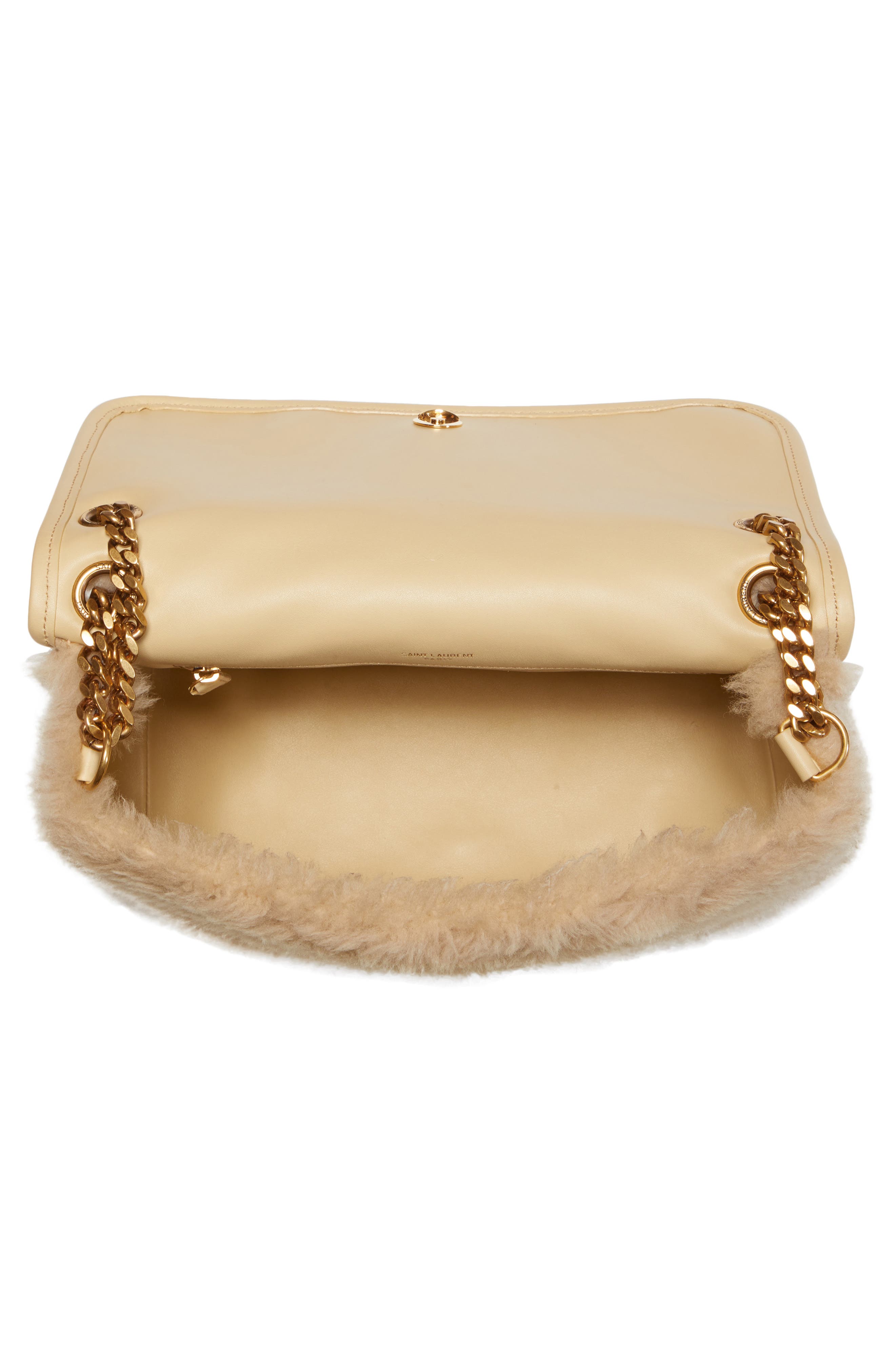 Saint Laurent Medium Niki Genuine Shearling Shoulder Bag, Alternate, color, 
