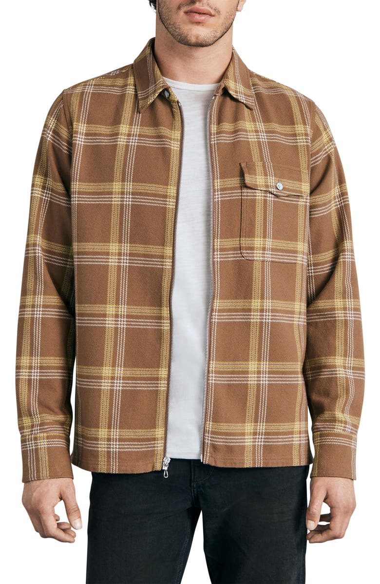 rag & bone Dalton Flannel Zip Front Overshirt, Main, color, 