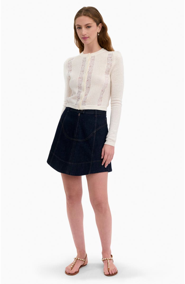 Rebecca Taylor Rhea Lace Knit Cardigan, Main, color, Ivory
