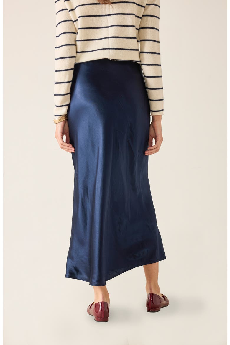 Arles Satin Skirt, Alternate, color, Navy