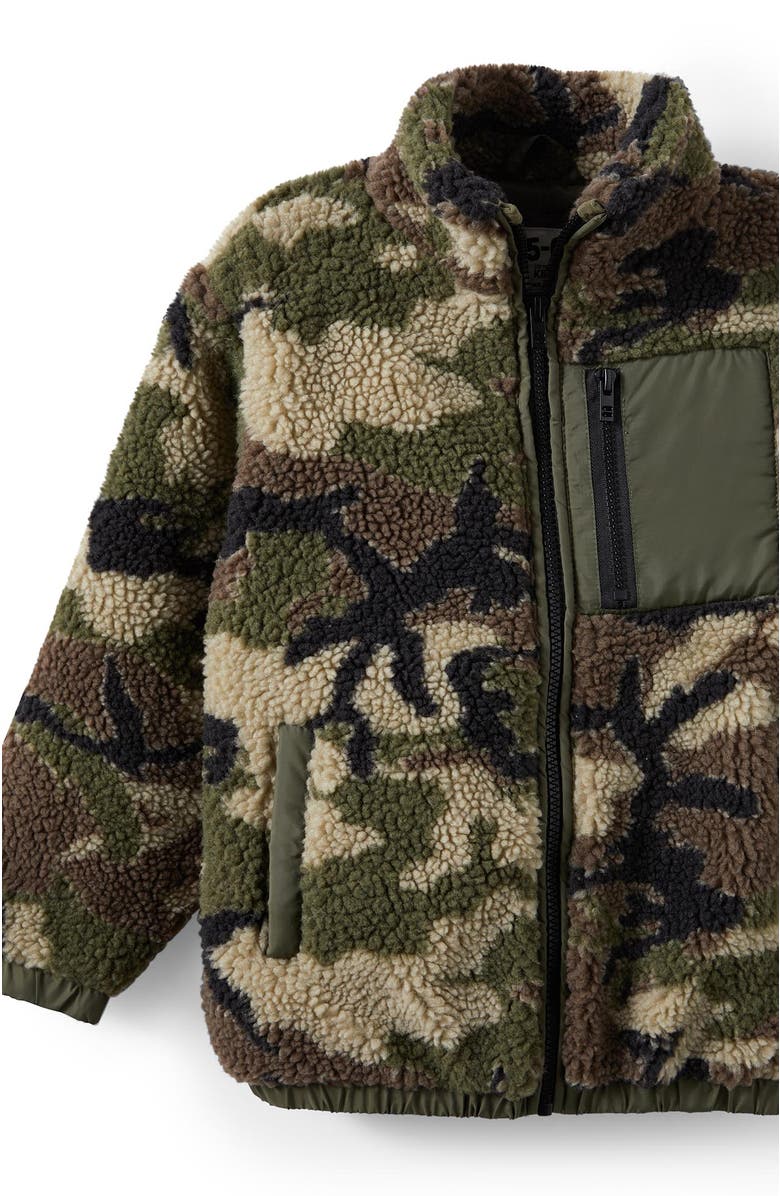 Cotton On Kids Kid's Simon Soft Fleece Jacket, Alternate, color, Camo Khaki Green