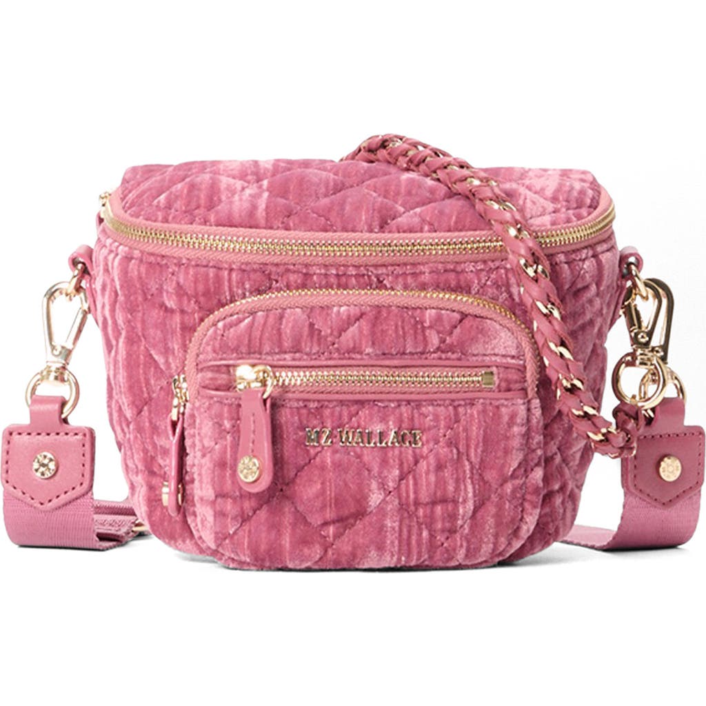 Mz Wallace Micro Crosby Diamond Quilted Velvet Sling Bag