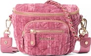 MZ Wallace Micro Crosby Diamond Quilted Velvet Sling Bag