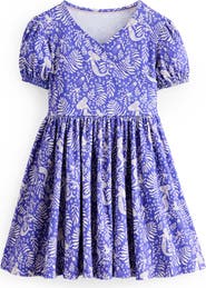 Mini Boden Kids' Mermaid Print Cotton Ballerina Dress